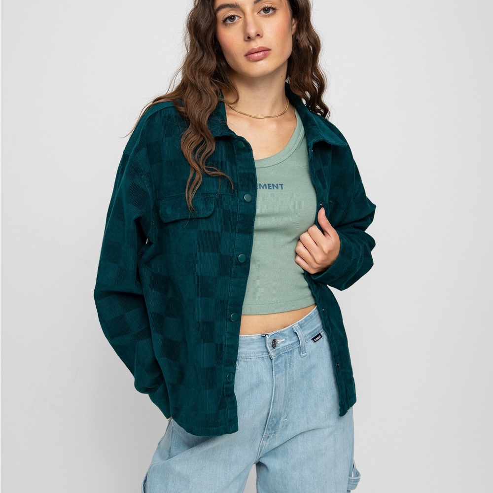 Vans Checkerboard Corduroy Shacket XS | Oversized Button Down Jacket 100% Cotton - Picture 5 of 12